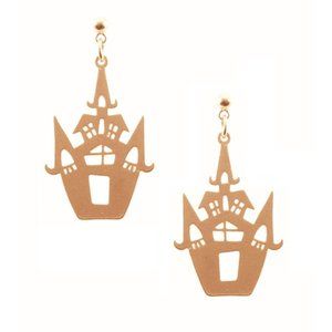 Halloween Haunted Castle Earrings- Golden